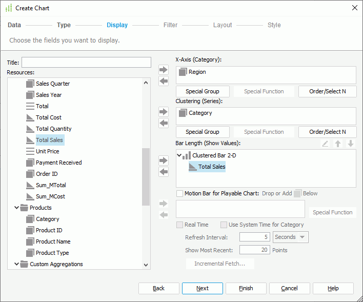 Create Chart wizard - Display