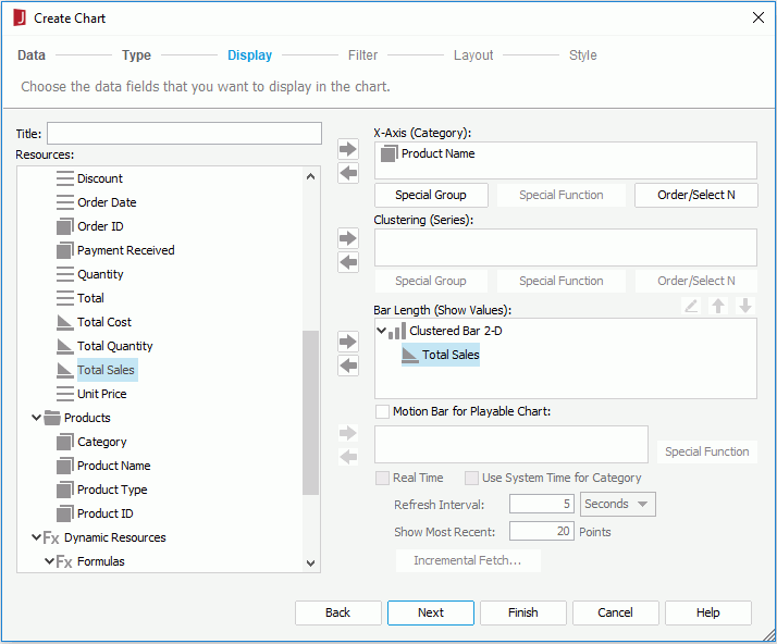 Chart Display Fields