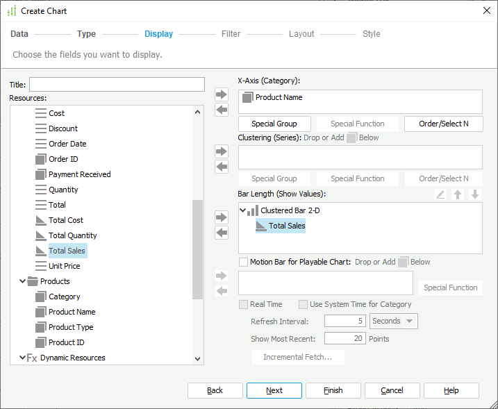 Chart Display Fields