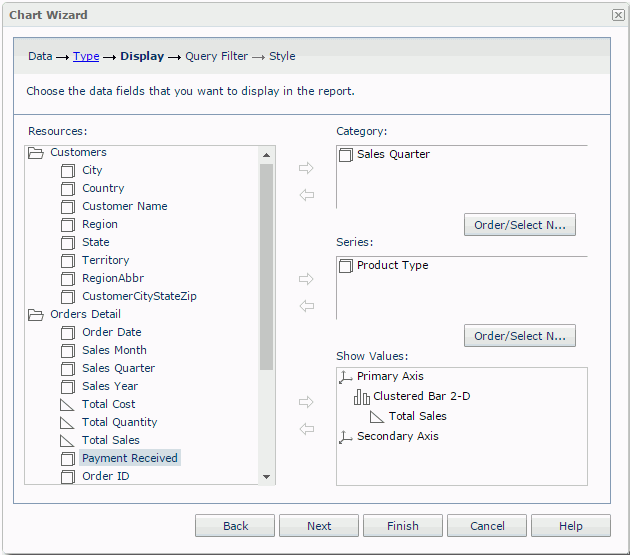 Add Chart Display Fields