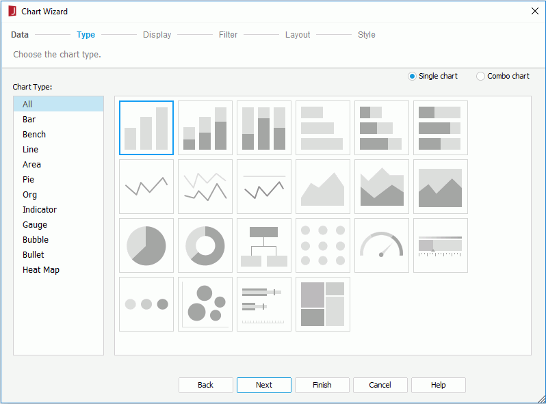 Chart Wizard based on business view - Type screen