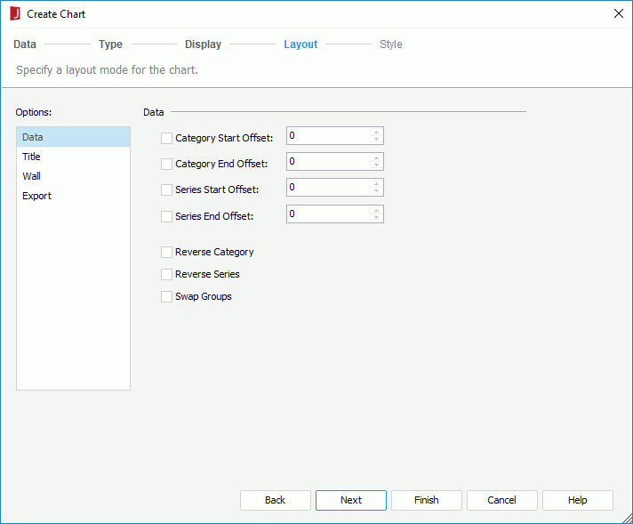 Create Chart wizard for KPI chart - Layout screen