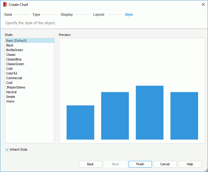 Create Chart wizard for KPI chart - Style screen