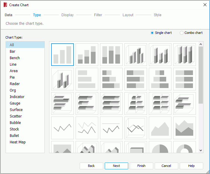 Create Chart wizard based on query - Type screen