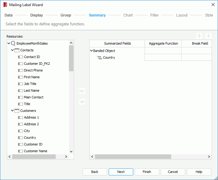 Mailing Label Wizard - Summary screen