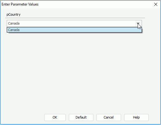 Enter Parameter Value dialog