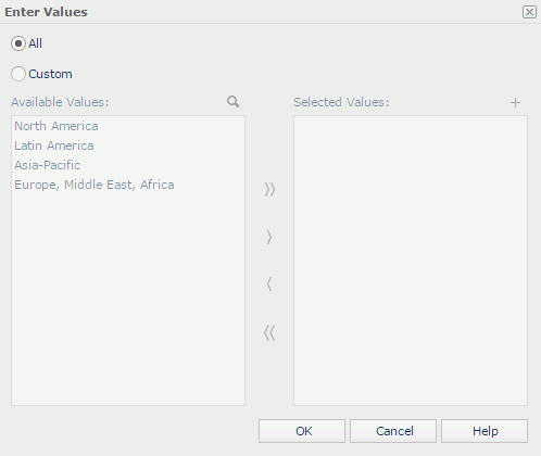Enter Values dialog