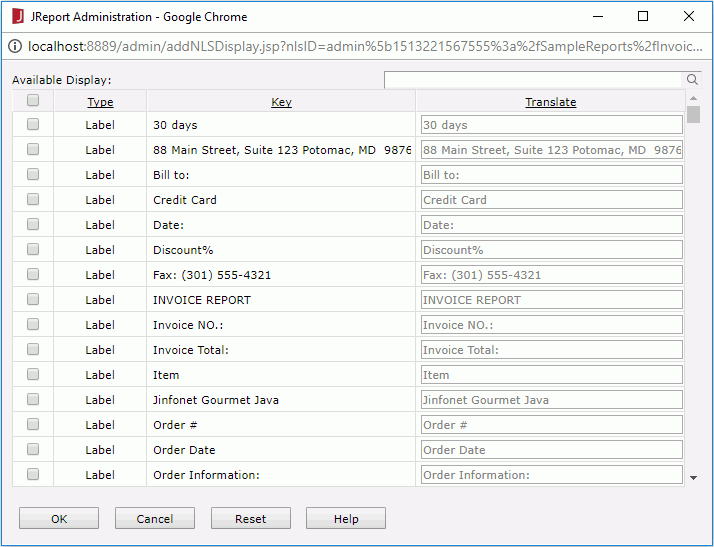 Add Display dialog