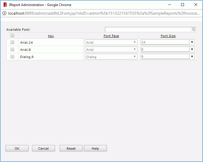 Add Font dialog