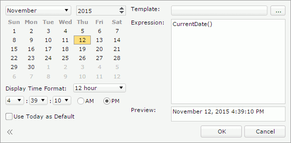 Calendar dialog