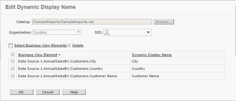 Edit Dynamic Display Name dialog