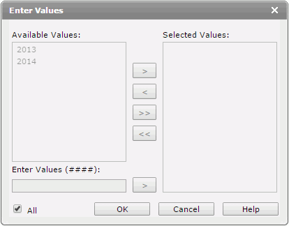 Enter Values dialog