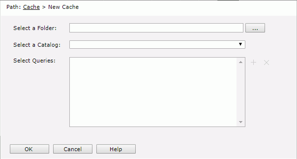 New Cache dialog