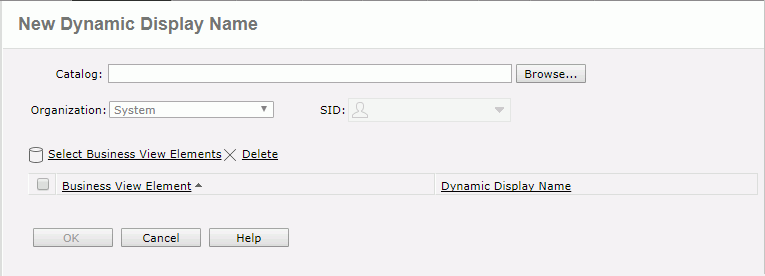 New Dynamic Display Name dialog