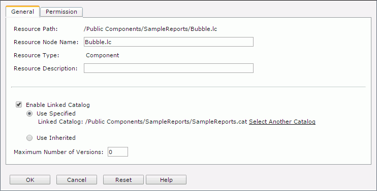 Library Component Properties dialog - General tab