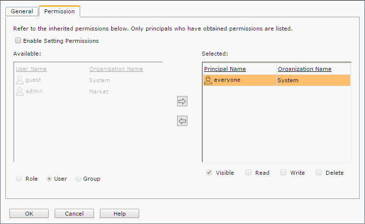 Library Component Properties dialog - Permission tab