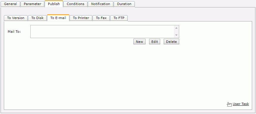 Schedule dialog - Publish tab - To E-Mail
