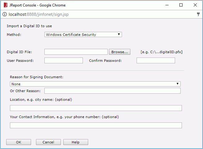 Sign dialog
