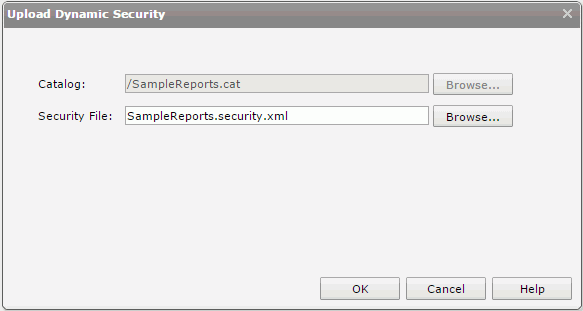 Upload Dynamic Security dialog