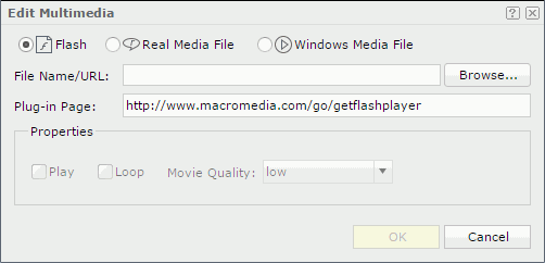 Edit Multimedia dialog