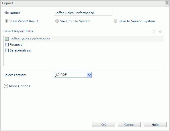 Export dialog