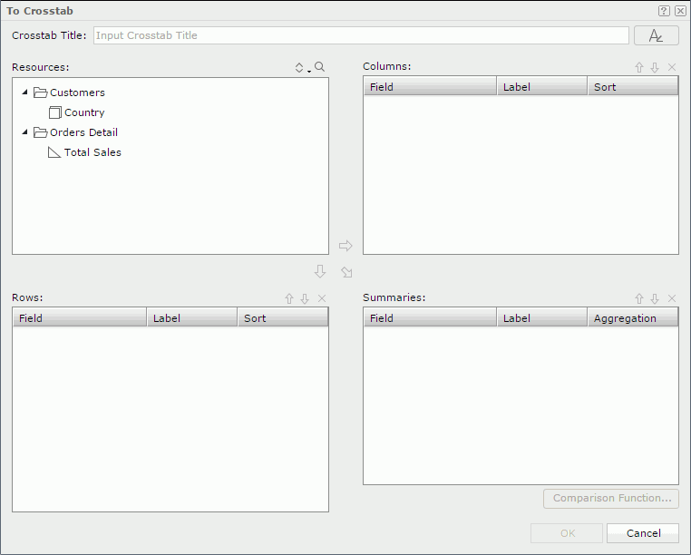 To Crosstab dialog