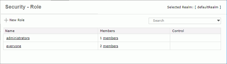 Security - Role page